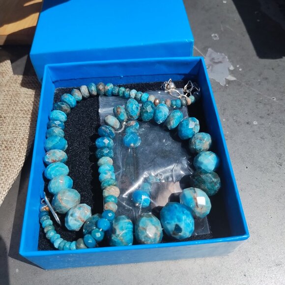 Jay King Mine Finds BLUE APATITE NECKLACE with EARRINGS NEW 925 Sterling Silver - Picture 3 of 5